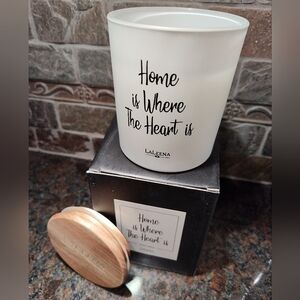 LaLeena 'Home is Where The Heart Is' White Decorative Candle, in Ocean Breeze